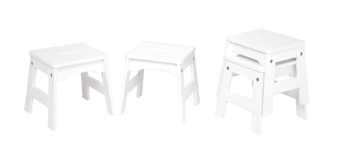 WOODEN STOOLS WHITE - SET OF 4
