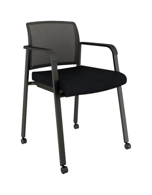 CHAIR - AFFORDABLE INTERIOR SYSTEMS - PAXTON SIDE CHAIR WITH CASTERS - 23 X 21 X 32 IN - BLACK SEAT AND BACK COLOR - BLACK FRAME COLOR