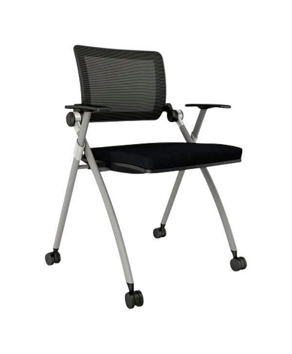 AFFORDABLE INTERIOR SYSTEMS STOW TRAINING CHAIR - 26 X 24 X 39 IN - STRIPED BLACK MESH