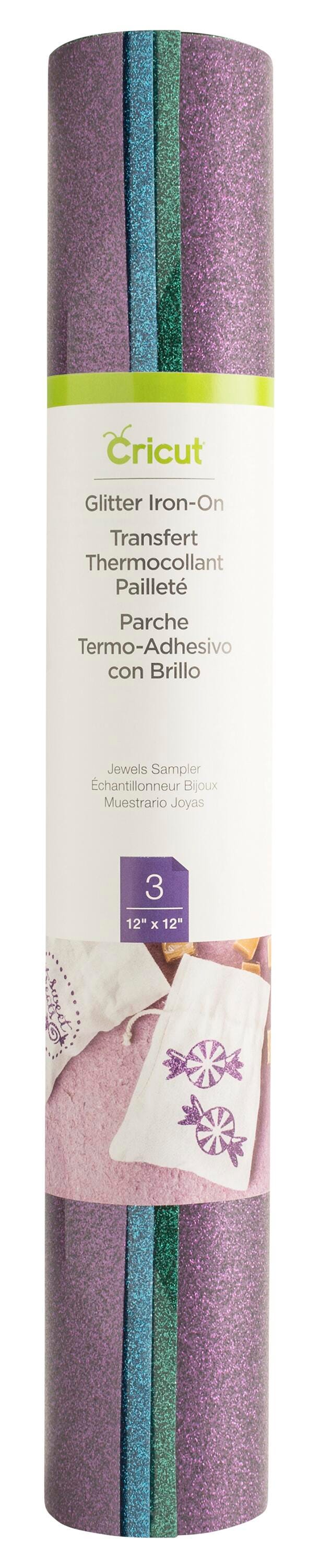 VINYL IRON ON EVERYDAY CRICUT 12X12 IN ASST GLITTER 3 SHTS