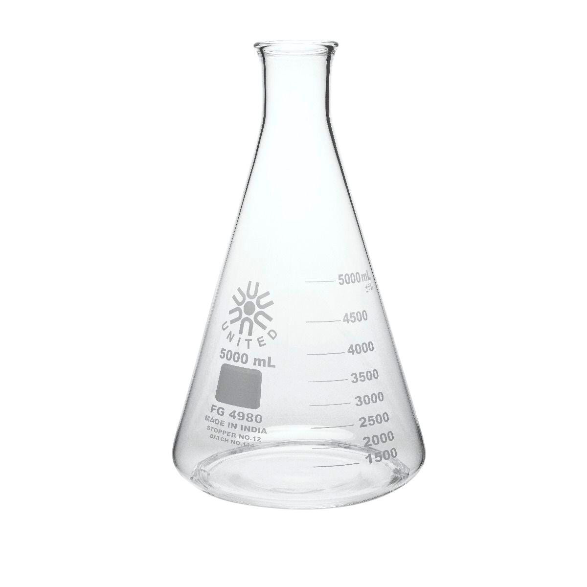 ERLENMEYER FLASK NARROW MOUTH BOROSILICATE GLASS 5000ML