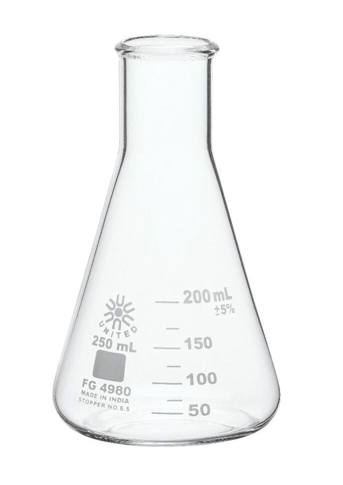 ERLENMEYER FLASK NARROW MOUTH BOROSILICATE GLASS 250ML