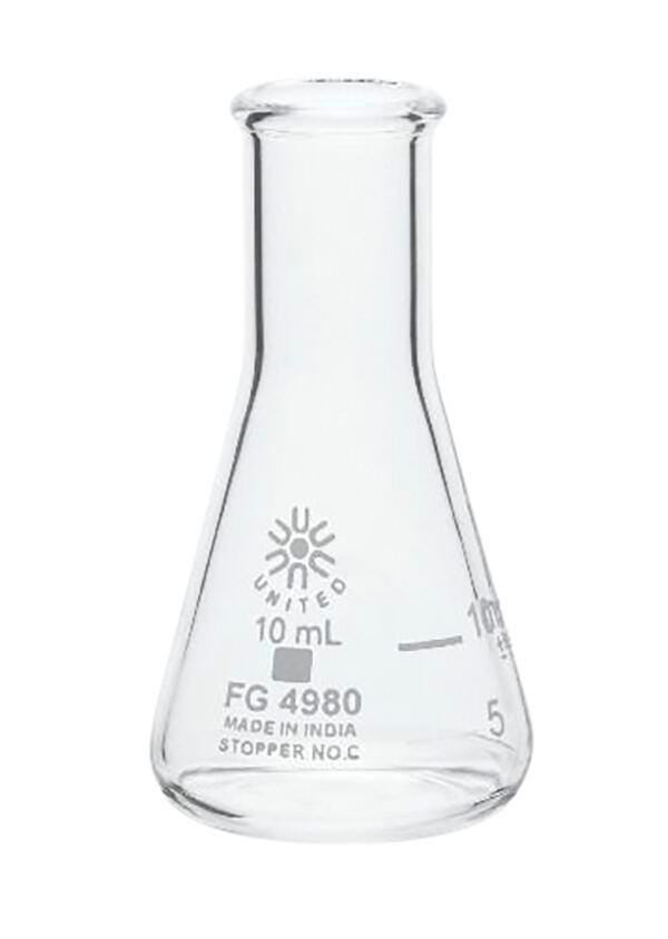 ERLENMEYER FLASK NARROW MOUTH BOROSILICATE GLASS 10ML