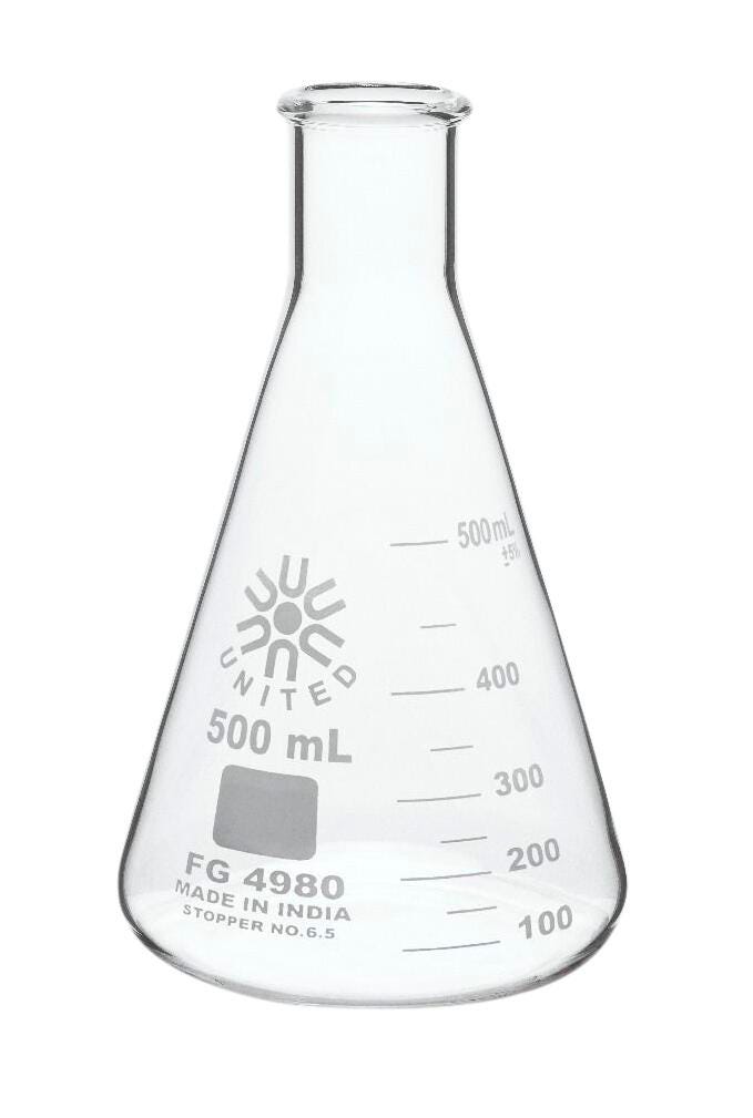 ERLENMEYER FLASK NARROW MOUTH BOROSILICATE GLASS 500ML