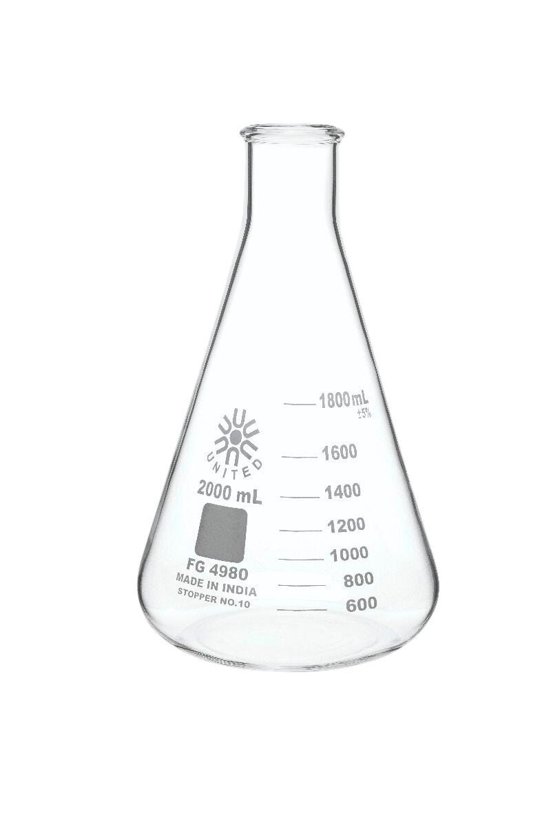 ERLENMEYER FLASK NARROW MOUTH BOROSILICATE GLASS 2000ML