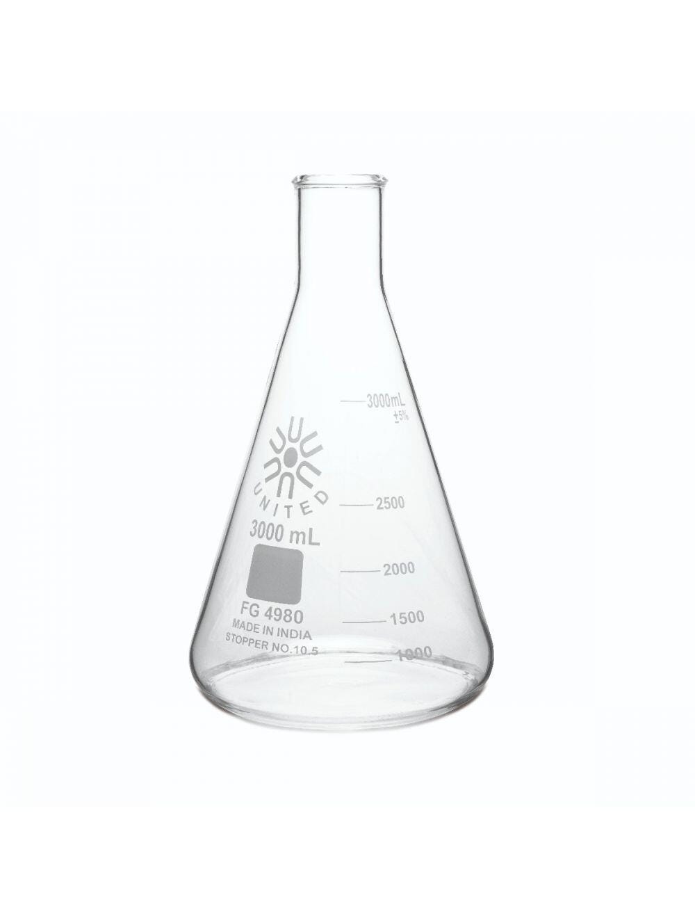 ERLENMEYER FLASK NARROW MOUTH BOROSILICATE GLASS 3000ML
