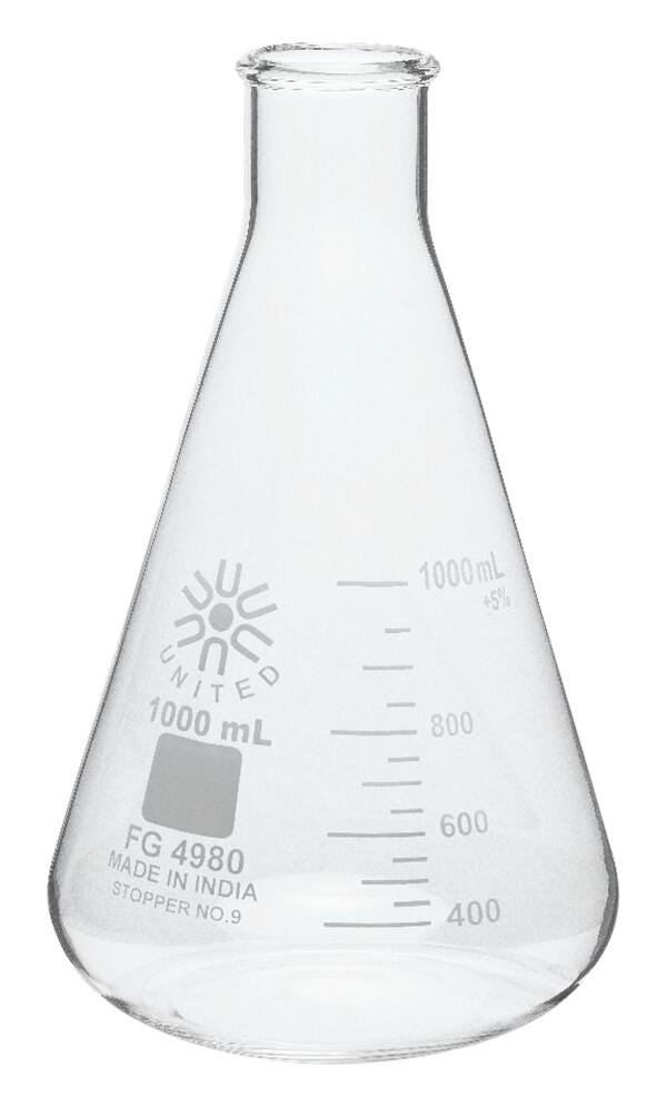 ERLENMEYER FLASK NARROW MOUTH BOROSILICATE GLASS 1000ML