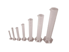 GRADUATED CYLINDER SET OF 7 PP HEX BASE