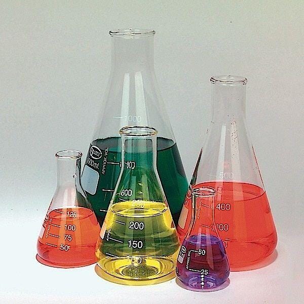 GLASS ERLENMEYER FLASKS SET OF 5
