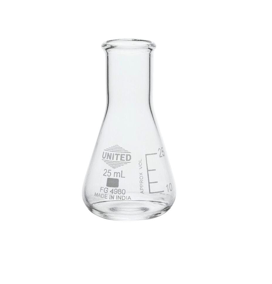 ERLENMEYER FLASK NARROW MOUTH BOROSILICATE GLASS 25ML