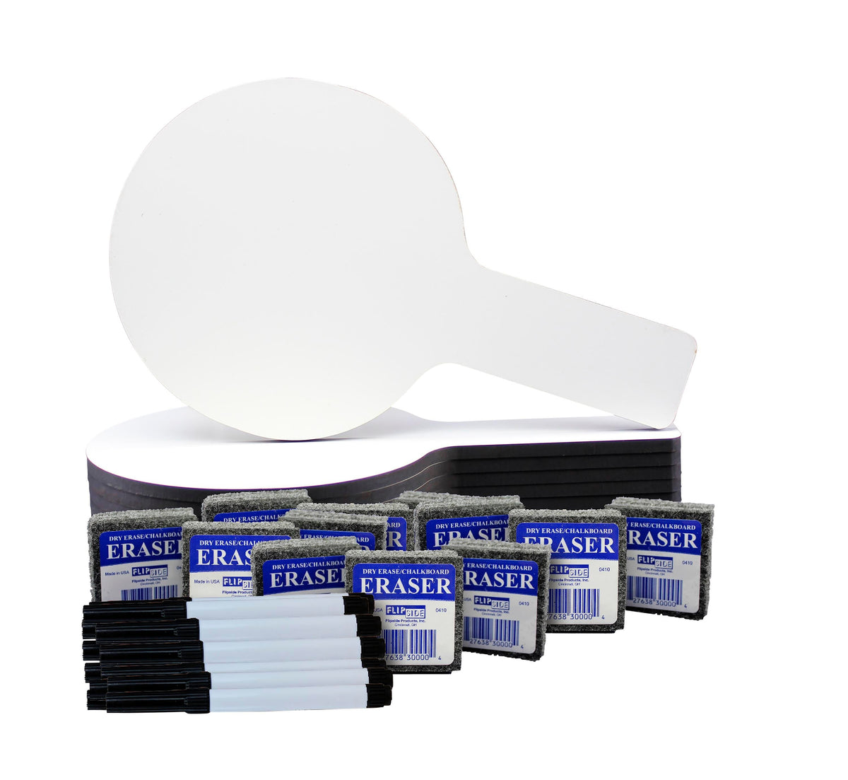 DRY ERASE MINI ANSWER PADDLE 5X9 IN ERASERS AND PENS CLASS SET OF 36