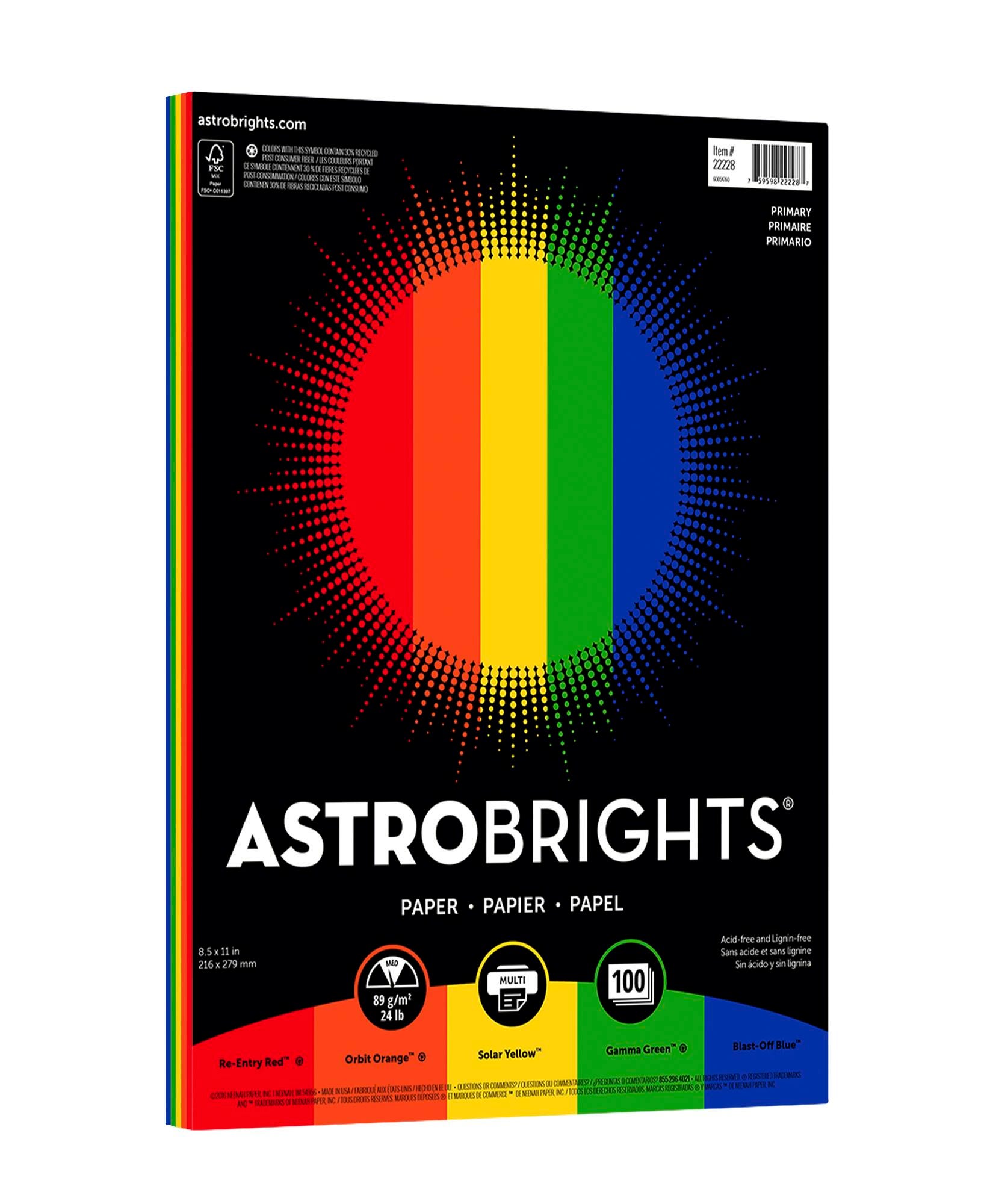 PAPER ASTRBRT ASST PRIM 8.5X11 IN 24 LB 100 SHEETS