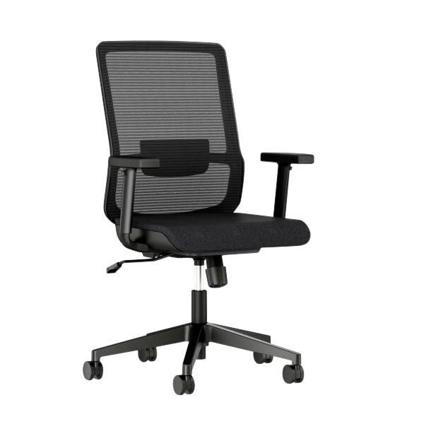 CHAIR - AFFORDABLE INTERIOR SYSTEMS - ESSEX HIGH-BACK TASK CHAIR - 1D ARMS - TENSION ADJUSTABLE SYNCHRO TILT - 18 X 23-1/2 X 42 IN - BLACK COLOR