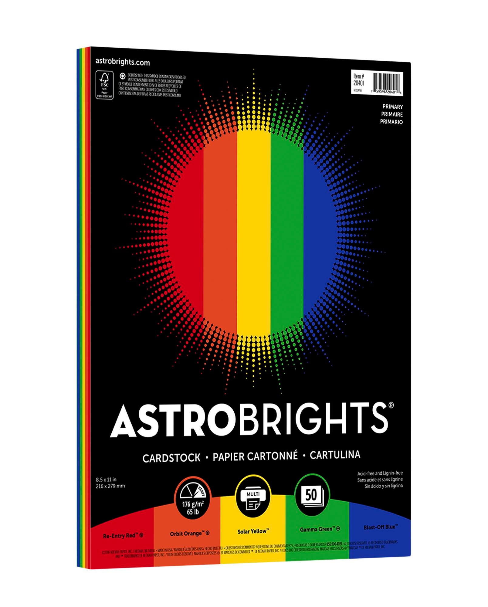 PAPER ASTRBRT ASST PRIM 8.5X11 IN 65 LB 50 SHEETS
