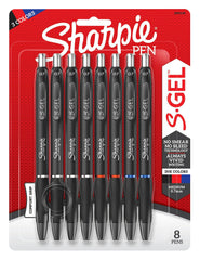 PEN SHARPIE GEL 0.7 MM BUS ASST BLACK/BLUE/RED PACK OF 8