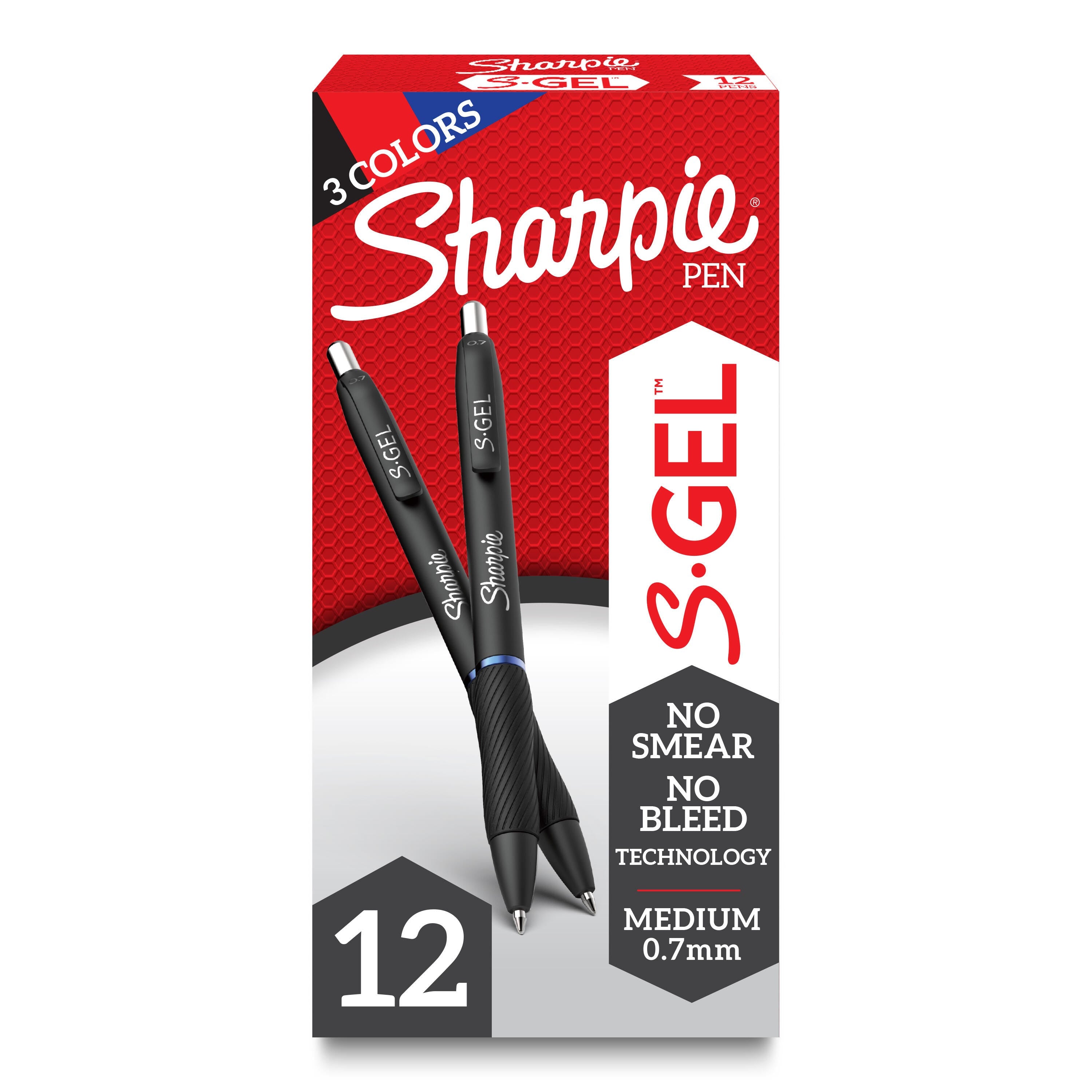 PEN SHARPIE GEL 0.7 MM BUS ASST BLACK/BLUE/RED PACK OF 12
