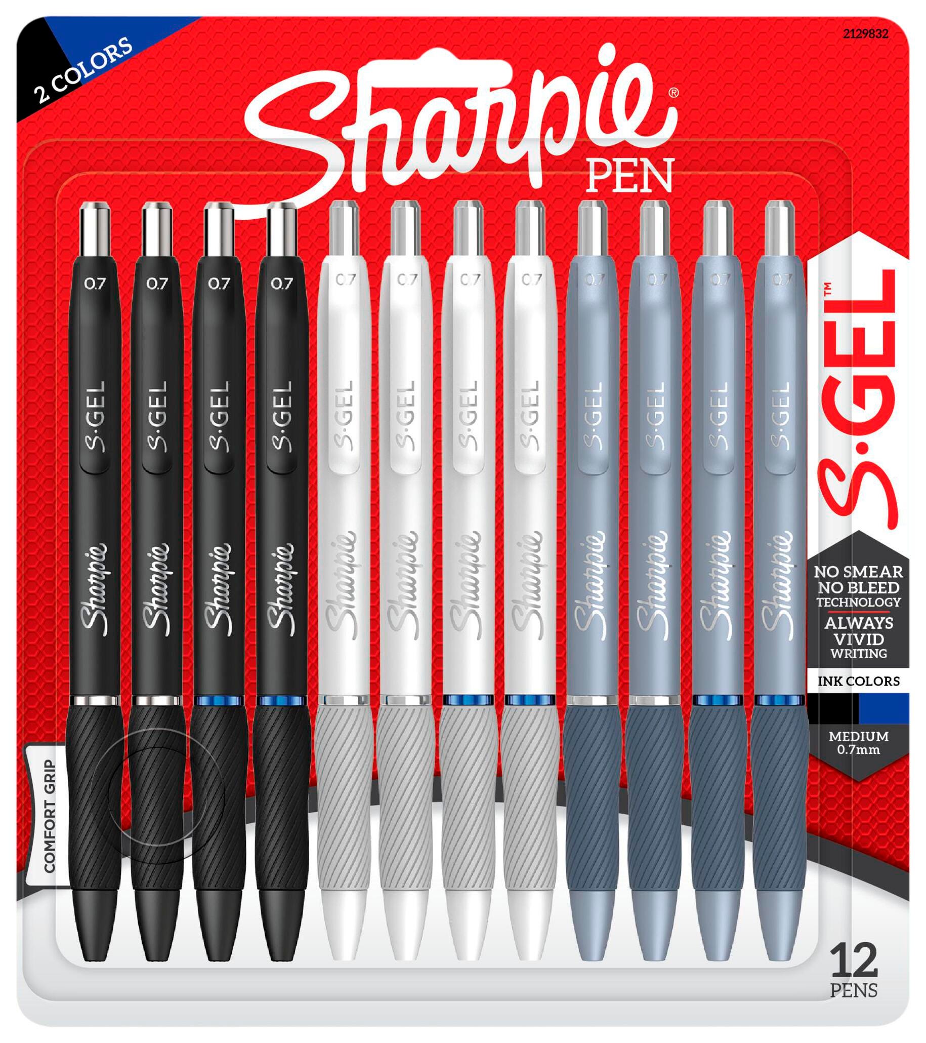 PEN SHARPIE GEL 0.7 MM FASHION BARREL BLACK/BLUE PACK OF 12