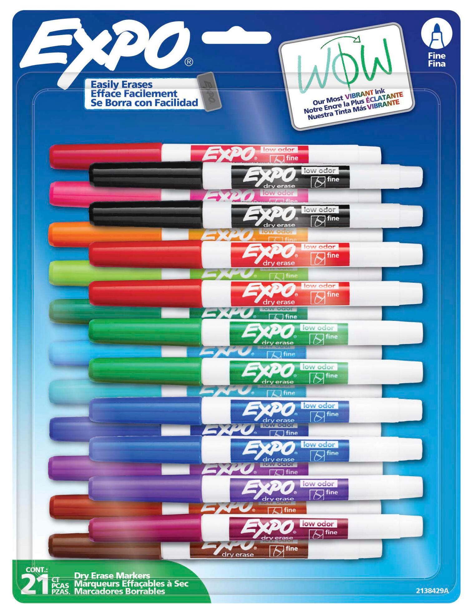 MARKER EXPO DRY ERASE LOW ODOR FINE VIBRANT ASST SET OF 21