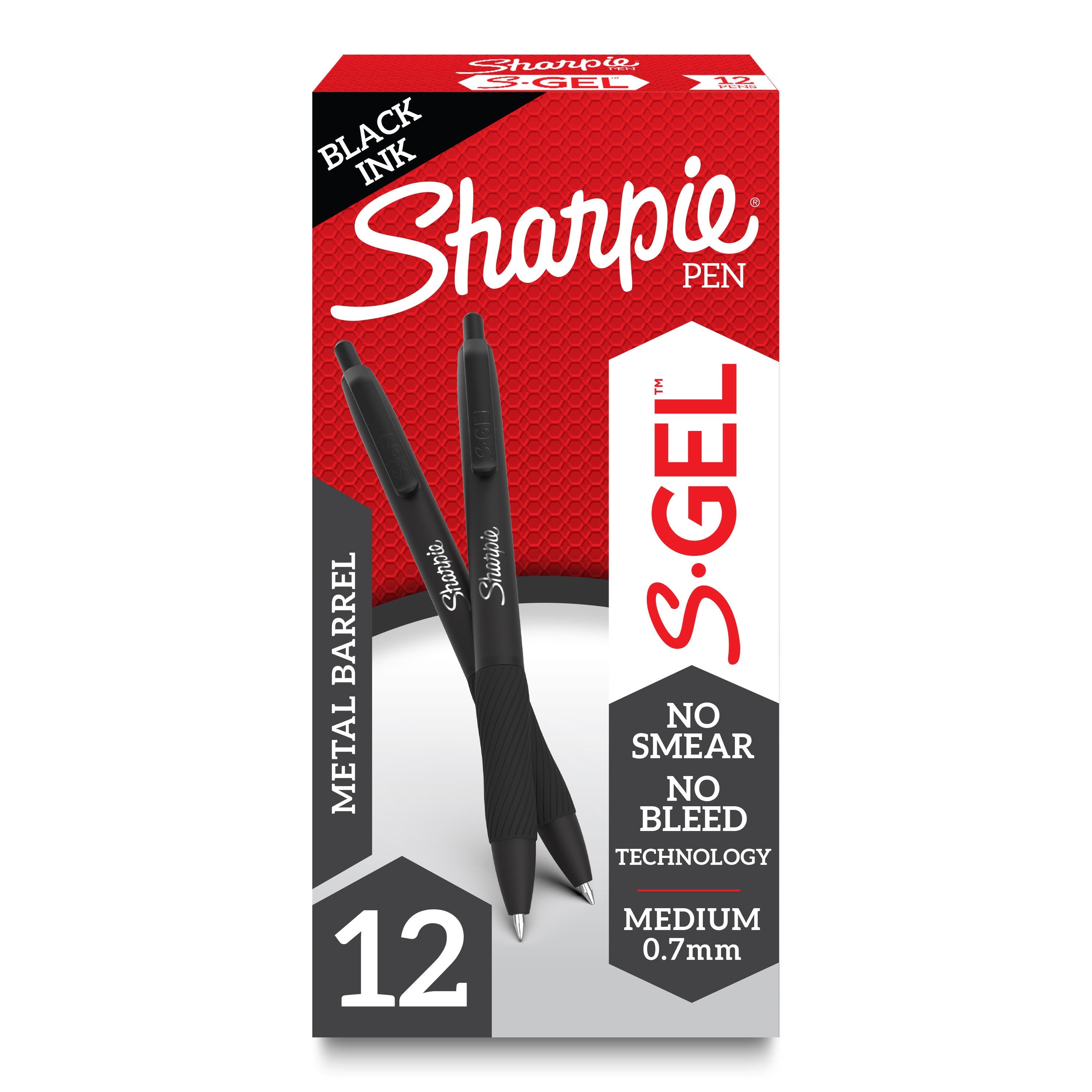 PEN SHARPIE GEL 0.7 MM BLACK METAL BLACK PACK OF 12