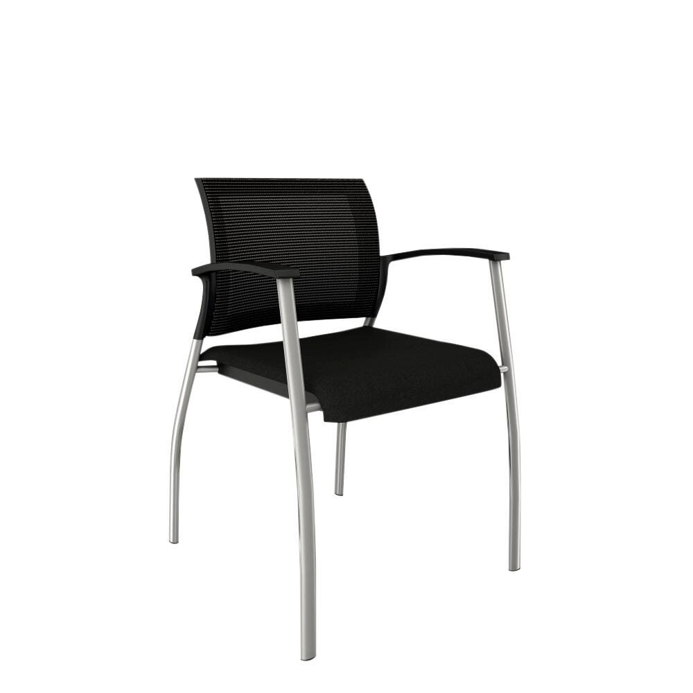 CHAIR - AFFORDABLE INTERIOR SYSTEMS - GRAFTON SIDE CHAIR - 23-3/4 X 23-1/2 X 32 IN - BLACK SEAT AND BACK - SILVER FRAME