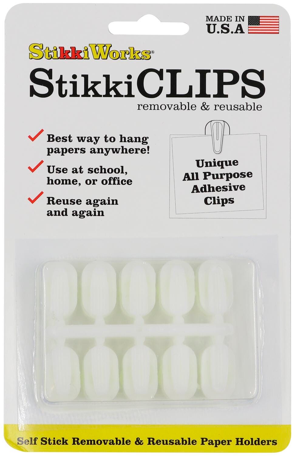 STIKKIWORKS ADHESIVE CLIPS IN BLISTER PACK WHITE PACK OF 20