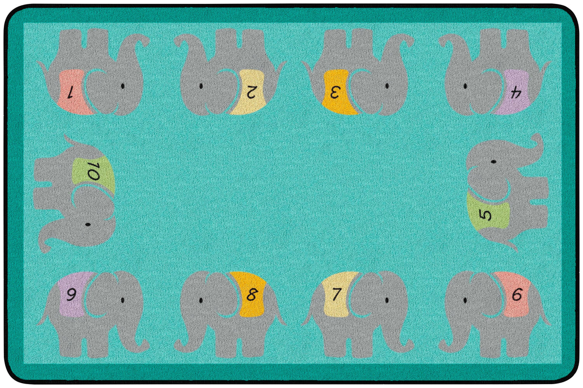 CHILDCRAFT - CARPETS - COUNTING ELEPHANTS - RECTANGLE - 6 FT X 9 FT - SPECIFY CARPET COLOR