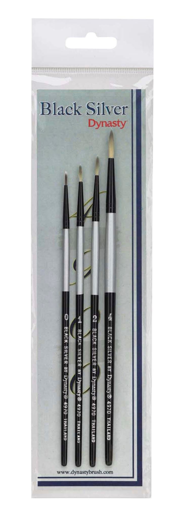 BRUSH DYNASTY BLACK SILVER ROUND SET OF 4
