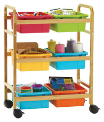 SMALL BAMBOO BOOK BROWSER CART WITH VIBRANT TUB COMBO