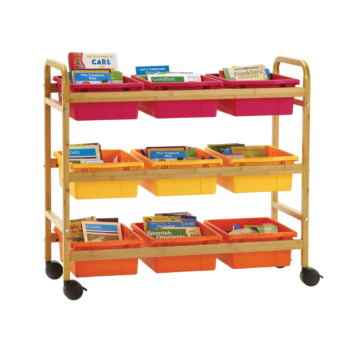 BAMBOO BOOK BROWSER CART WITH VIBRANT WARM TUB COMBO