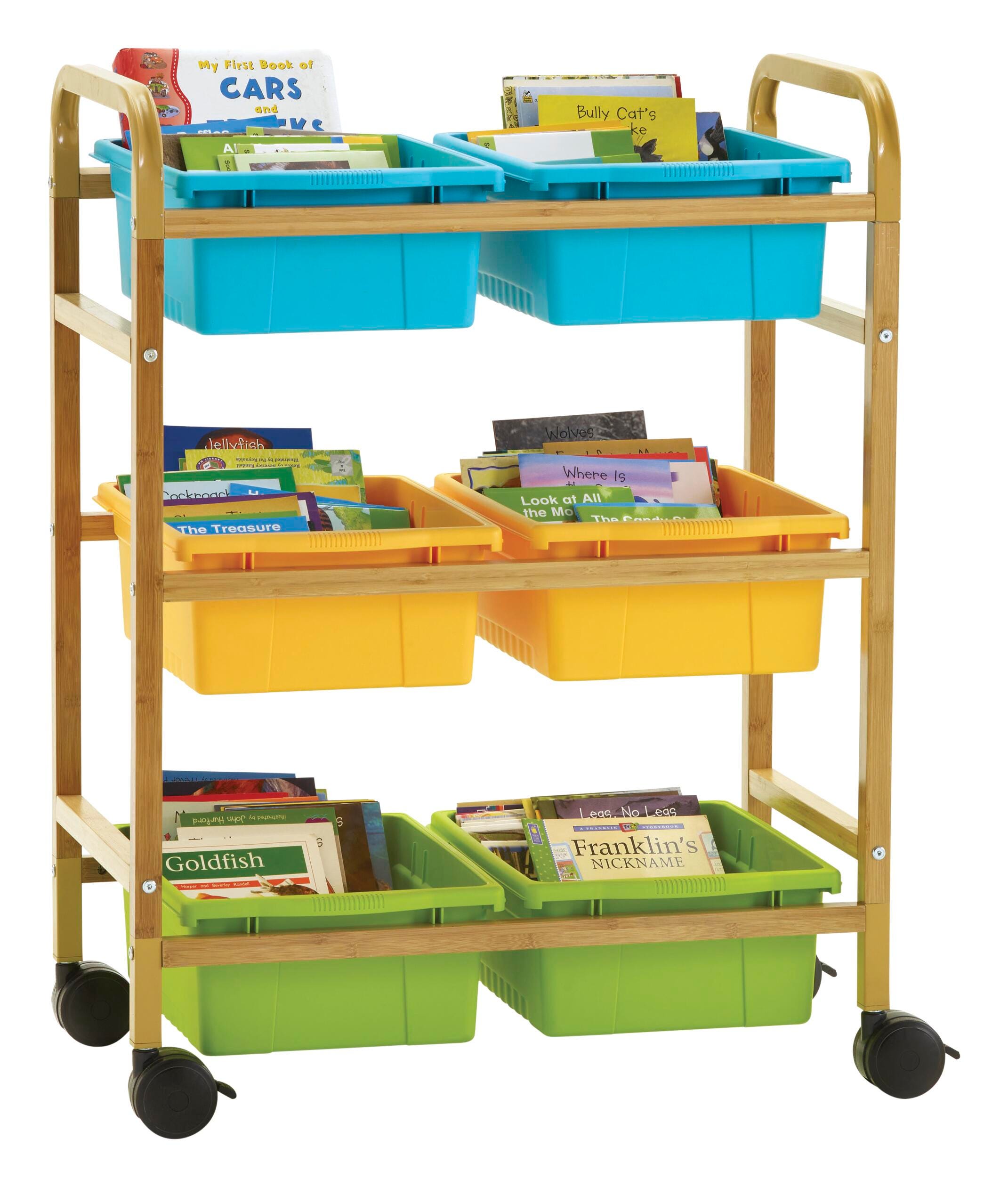 SMALL BAMBOO BOOK BROWSER CART WITH VIBRANT COOL TUB COMBO