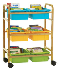 SMALL BAMBOO BOOK BROWSER CART WITH VIBRANT COOL TUB COMBO