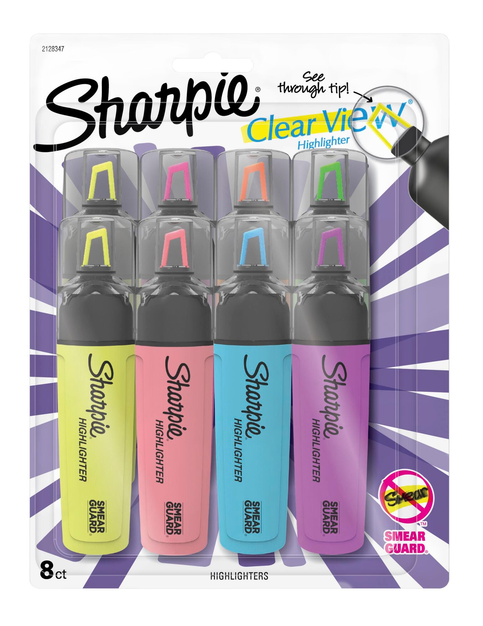 HIGHLIGHTER SHARPIE CLEAR VIEW TANK ASST SET OF 8