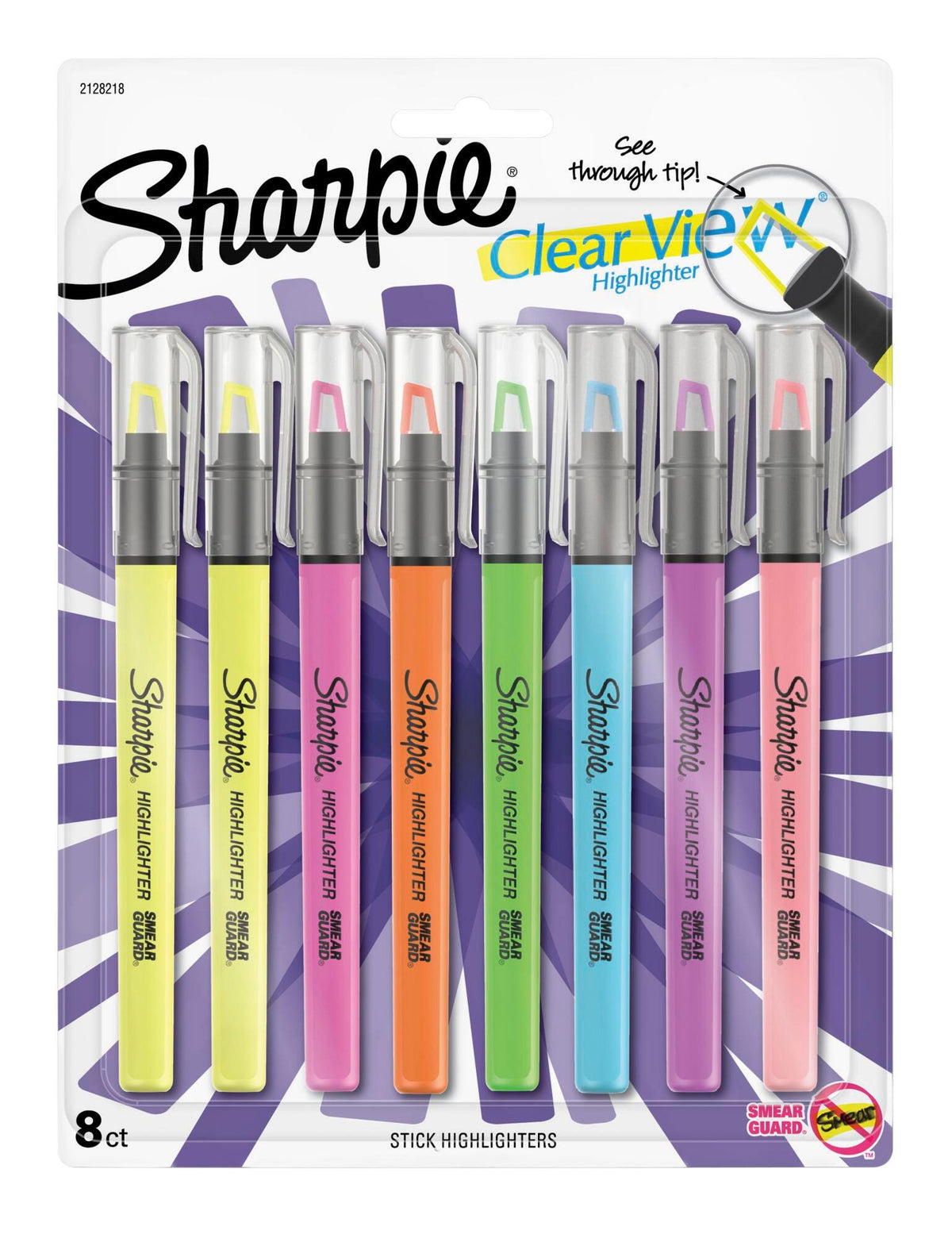 HIGHLIGHTER SHARPIE CLEAR VIEW STICK ASST SET OF 8