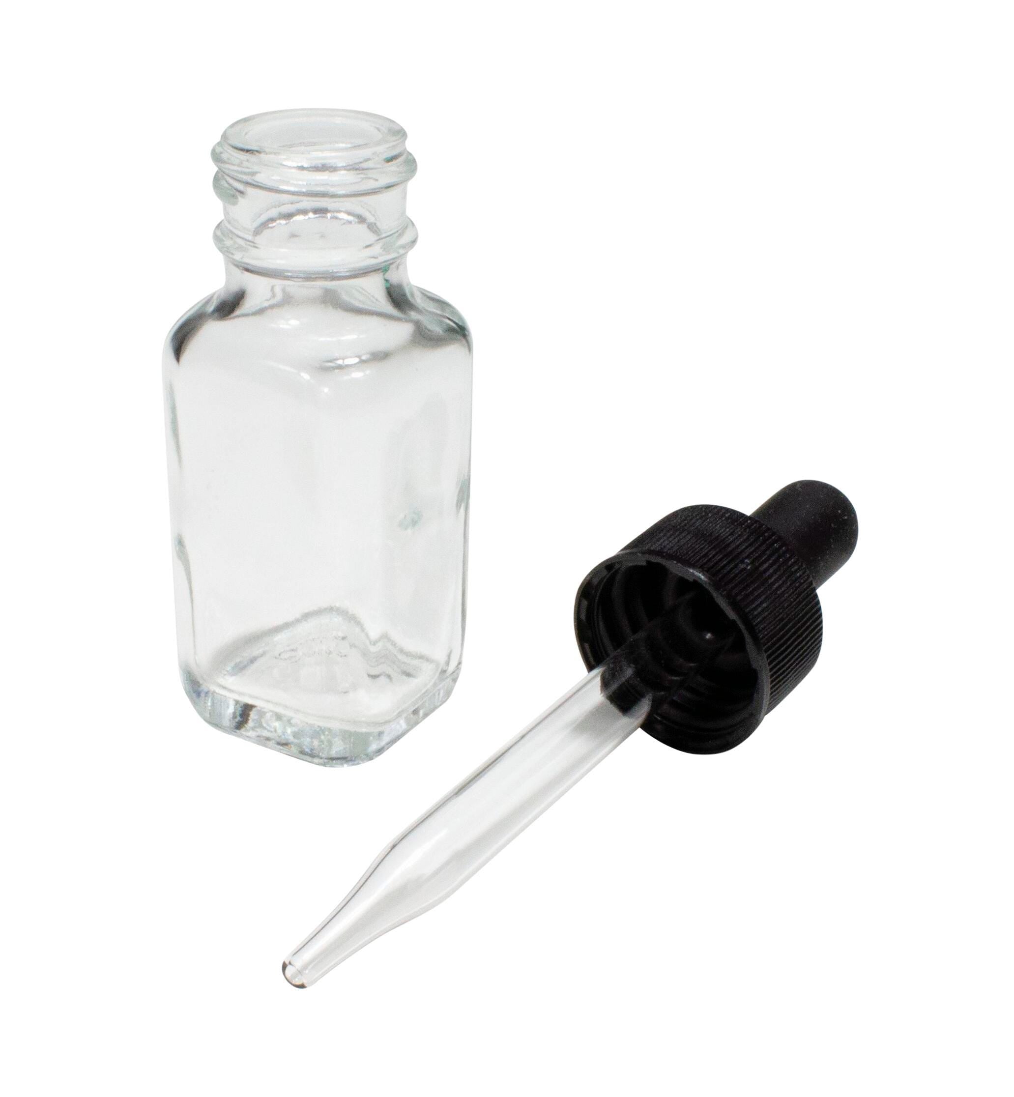 UNITED SCIENTIFIC BOTTLES WITH DROPPER SQUARE FLINT GLASS 1OZ