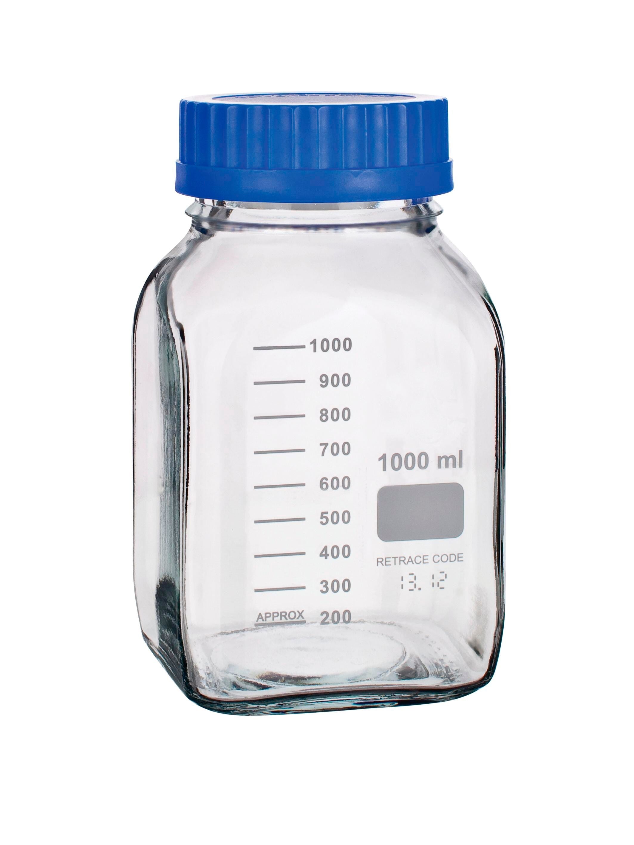UNITED SCIENTIFIC MEDIA/STORAGE BOTTLES WIDE MOUTH SQUARE BOROSILICATE 1000ML