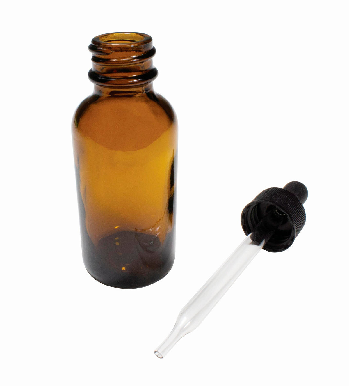 UNITED SCIENTIFIC BOTTLES WITH DROPPER BOSTON ROUND AMBER 8OZ