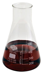 UNITED SCIENTIFIC ERLENMEYER FLASK WIDE MOUTH BOROSILICATE GLASS 100ML