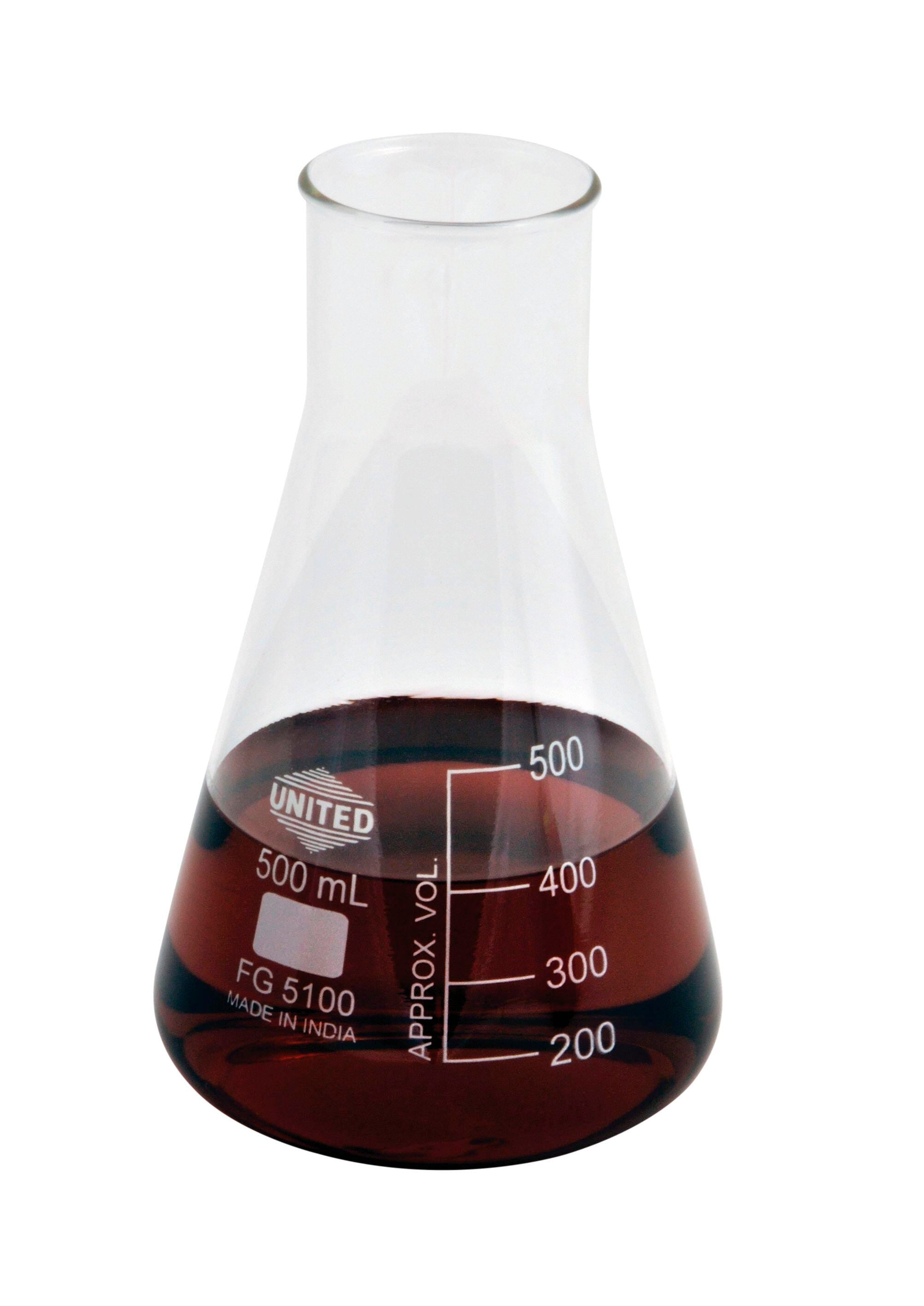 UNITED SCIENTIFIC ERLENMEYER FLASK WIDE MOUTH BOROSILICATE GLASS 125ML