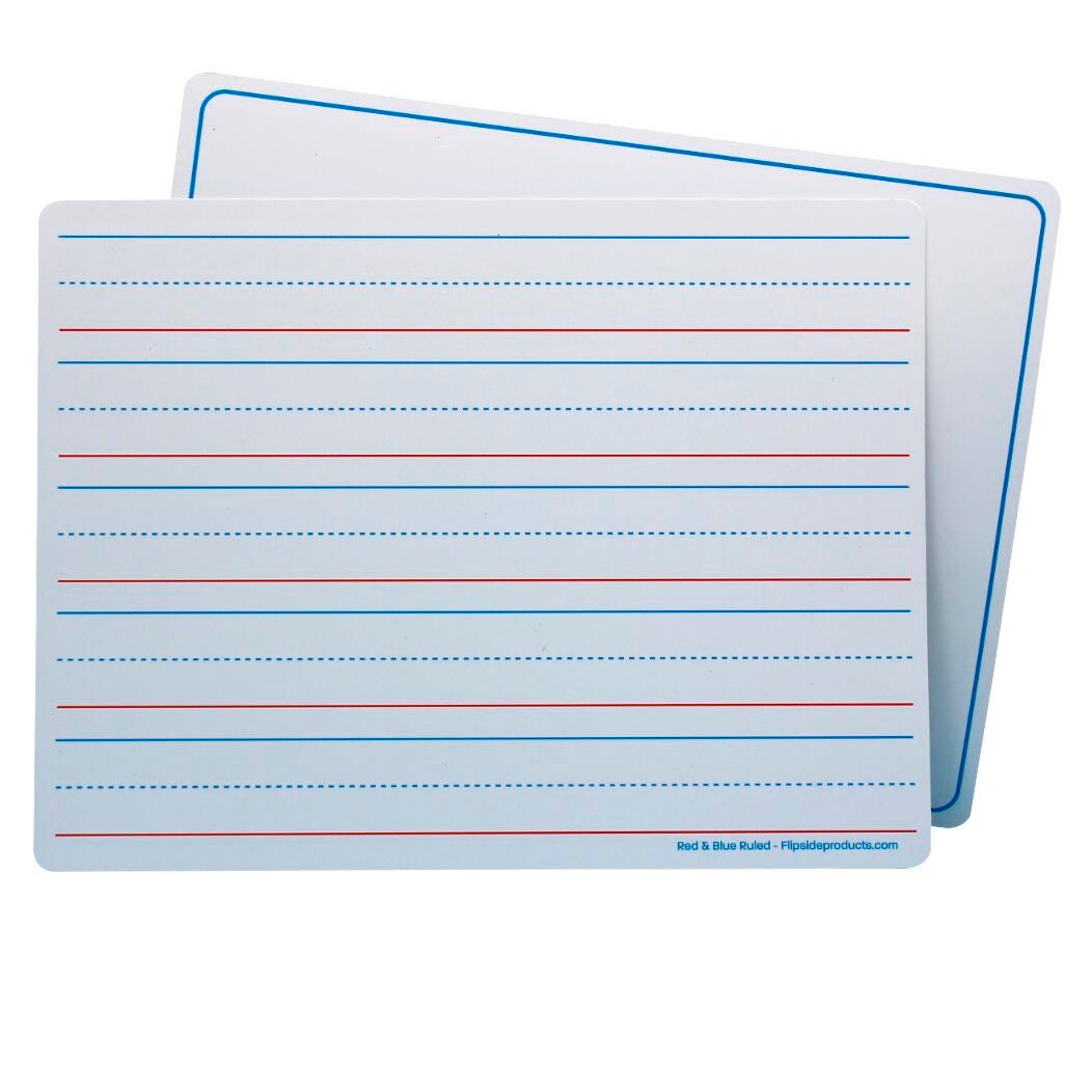DRY ERASE MAT TWO SIDED RULED SIDE RED/BLUE PLAIN SIDE WHITE PACK OF 48