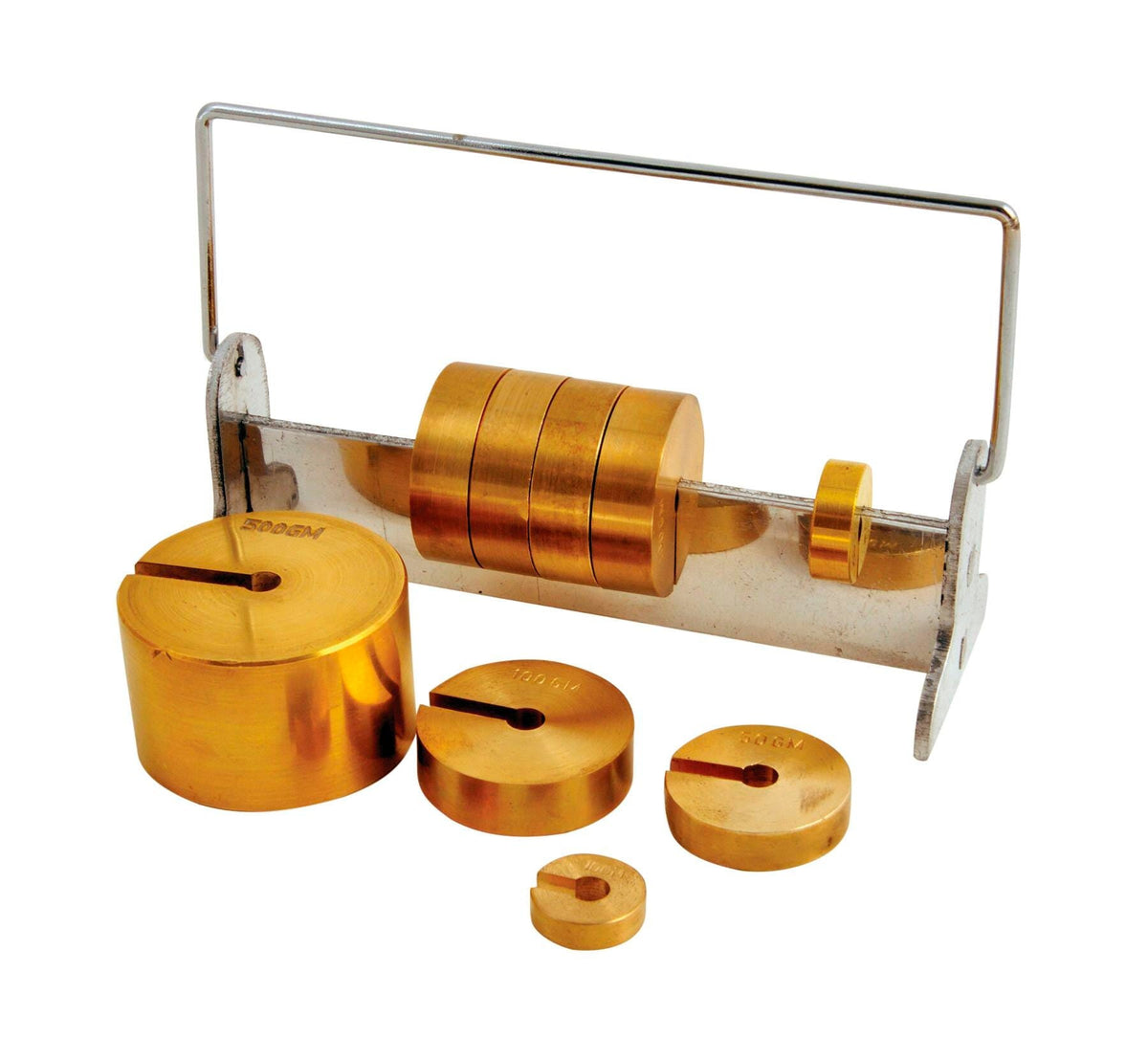 UNITED SCIENTIFIC SLOTTED WEIGHT SET OF 10 WITH RACK