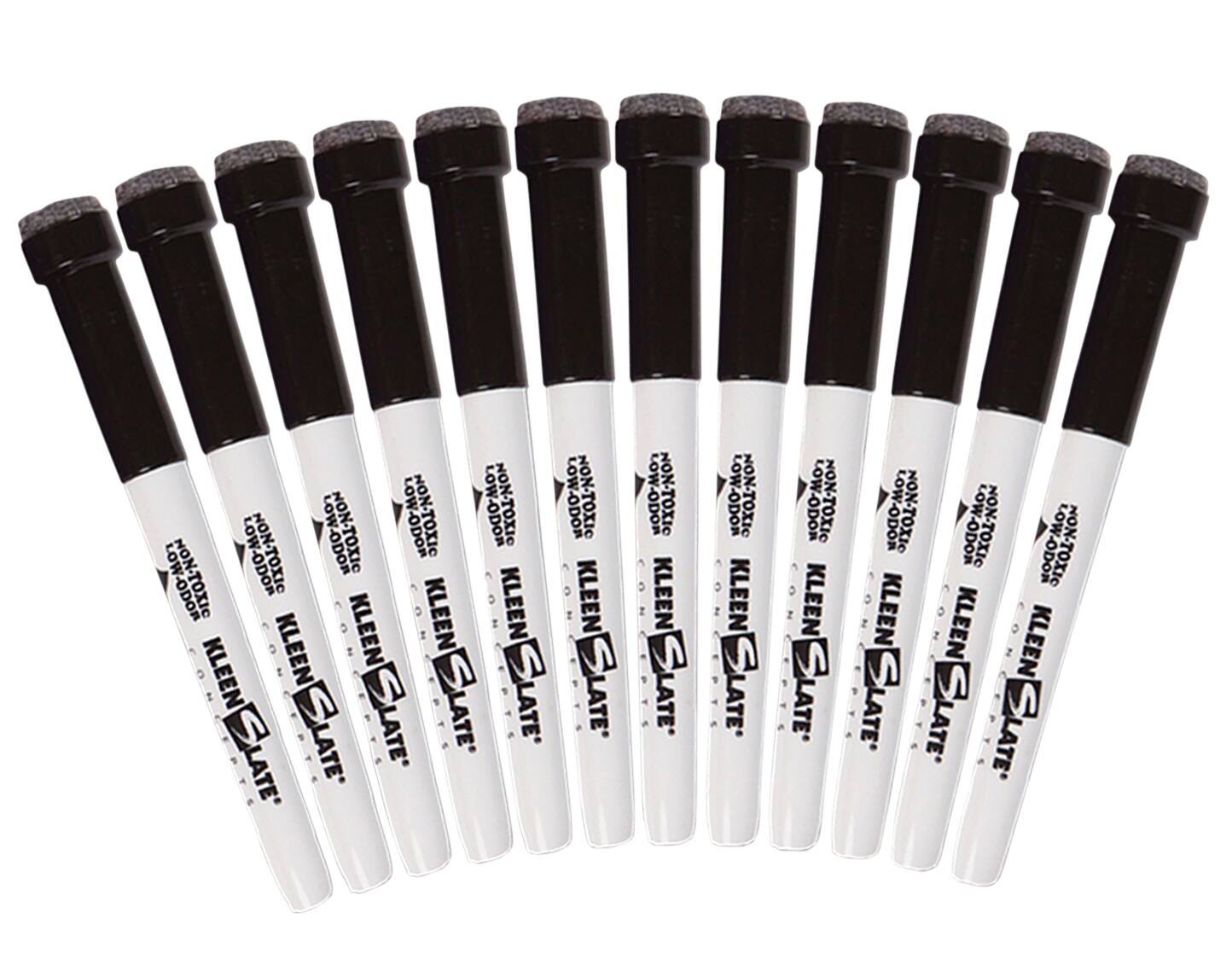 MARKER DRY ERASE WITH ERASER CAPS BLACK PACK OF 12