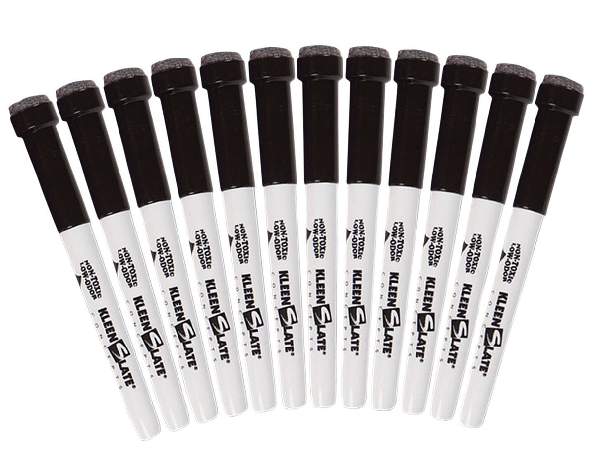MARKER DRY ERASE WITH ERASER CAPS BLACK PACK OF 12