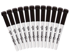 MARKER DRY ERASE WITH ERASER CAPS BLACK PACK OF 12