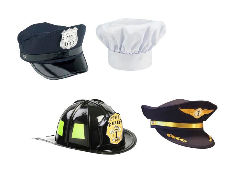 DRESS-UP HATS AND HELMET SET OF 4