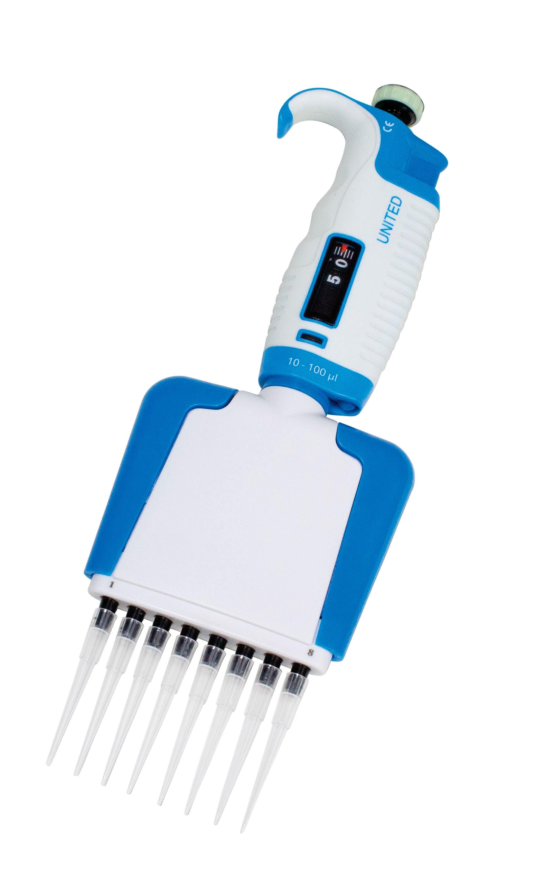 UNITED SCIENTIFIC MULTICHANNEL MICROPIPETTES 8 CHANNEL 50 - 50UL