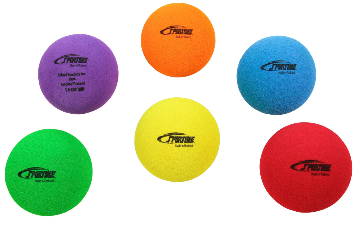 SPORTIME NO BOUNCE BALLS - 3-1/2 INCH DIAMETER - SOLID COLOR - SET OF 6