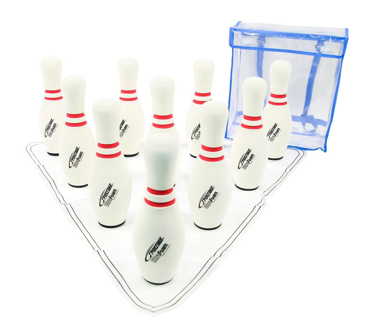 SPORTIME STANDARD BOWLING PINS - SET OF 10 IN BAG - WHITE