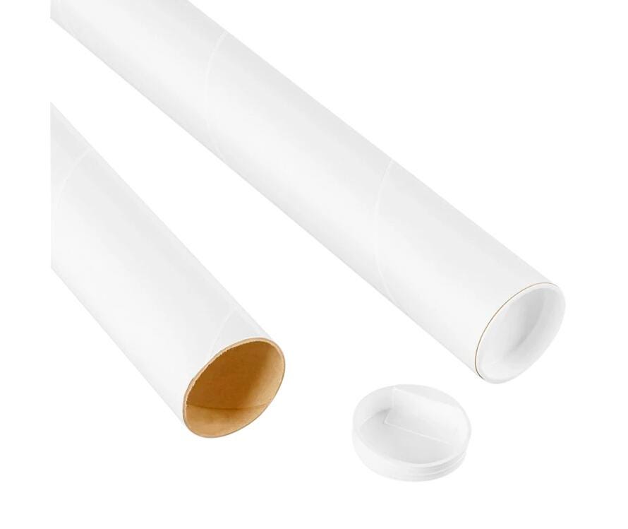 WHITE TUBES WITH END CAPS  2 X 24 IN