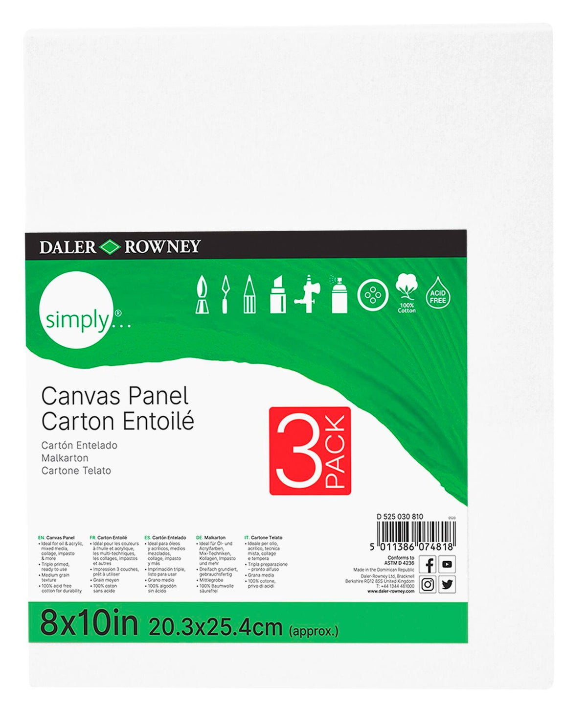 CANVAS PANEL SIMPLY 8X10 PACK OF 3
