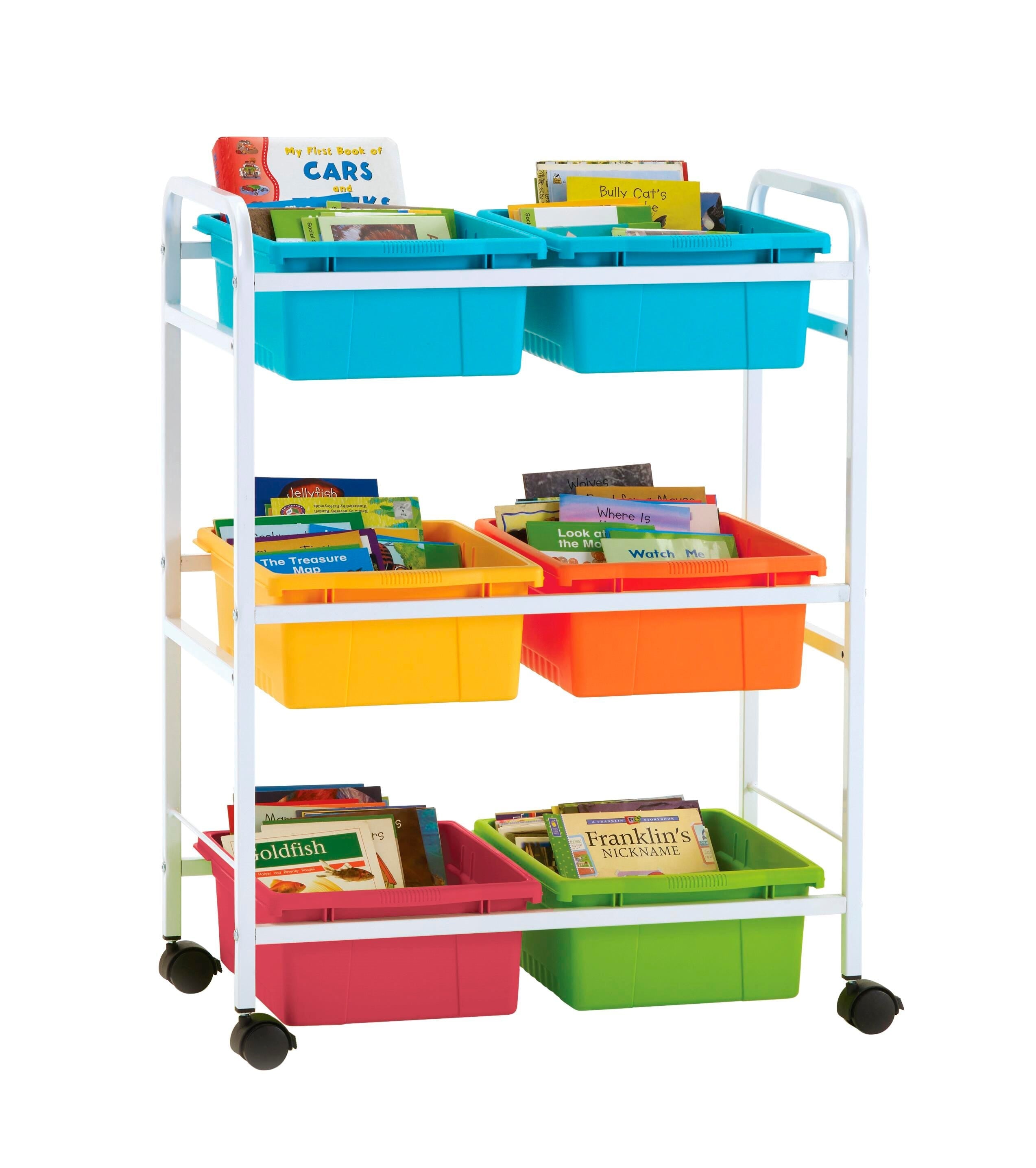 SMALL BOOK BROWSER CART WITH VIBRANT TUB COMBO